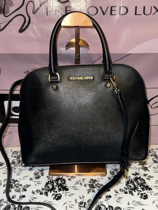 Michael Kors Black Saffiano Satchel with Gold Hardware - Picture 3 of 5